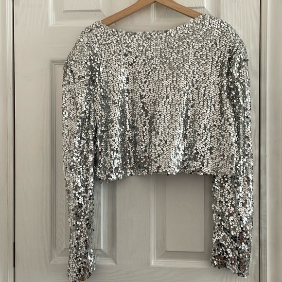Anna-Kaci Silver Sequins Boléro Jacket sz L - Picture 7 of 8